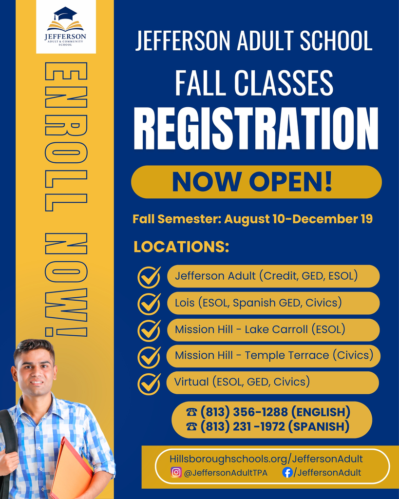 Registration information for Jefferson Adult Fall classes