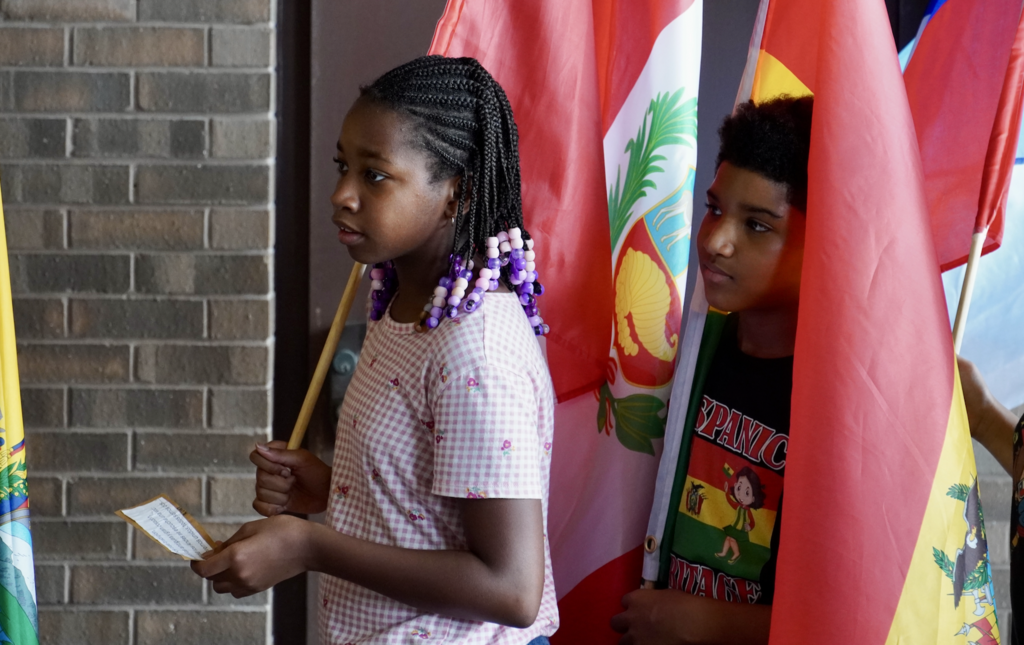 Reddick Elementary School Dual Language students performing  at HCPS Board Meeting