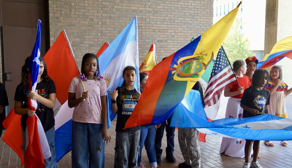 Reddick Elementary School Dual Language students performing  at HCPS Board Meeting