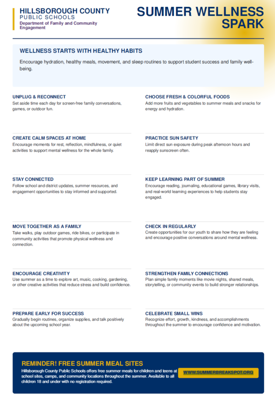 Summer Wellness Spark Information - Use the link above to access the full document