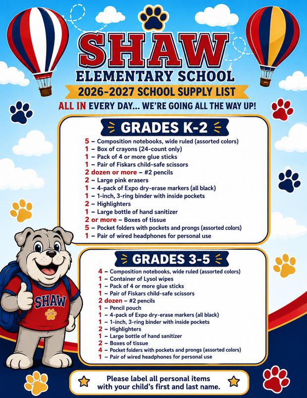 School Supply List English