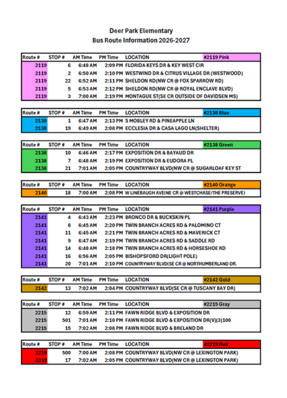 Bus Schedule