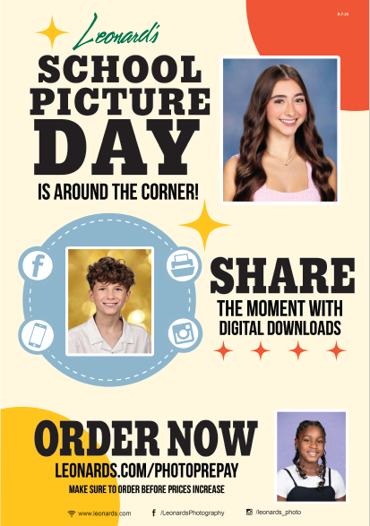 Picture Day information with website at the bottom of flyer