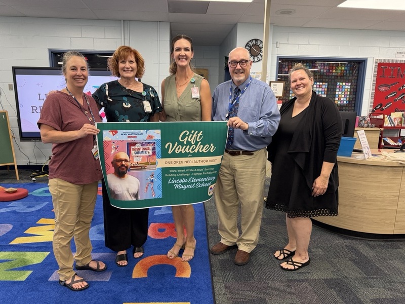 Lincoln Elementary School is the elementary winner for the Read, White, and Blue Summer Reading Challenge
