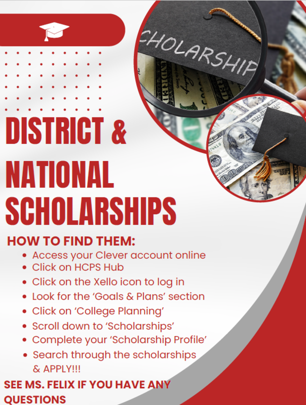 Information on where to find District & National Scholarships
