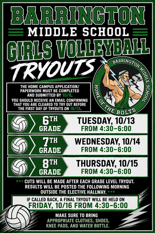 Girls Volleyball Tryout Schedule