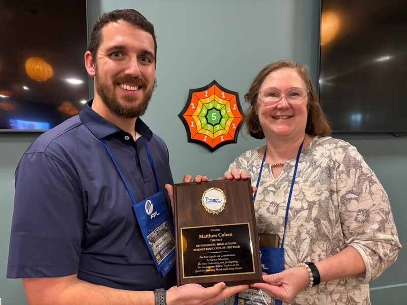 Tiffany Brown, a Science District Resource Teacher, was named the 2026 Outstanding Elementary Teacher, while Chamberlain High School’s Matthew Cohen was named the 2026 Outstanding High School Teacher.