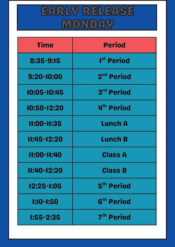Early release Monday Schedule