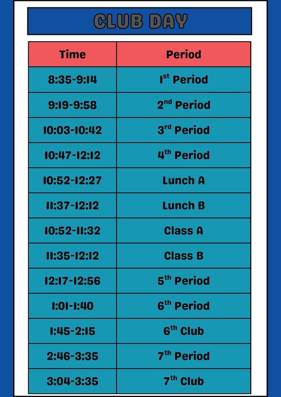 Club schedule