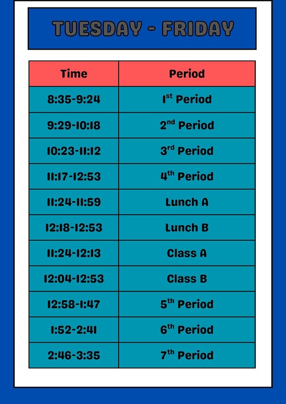 Tuesday - Friday Bell Schedule