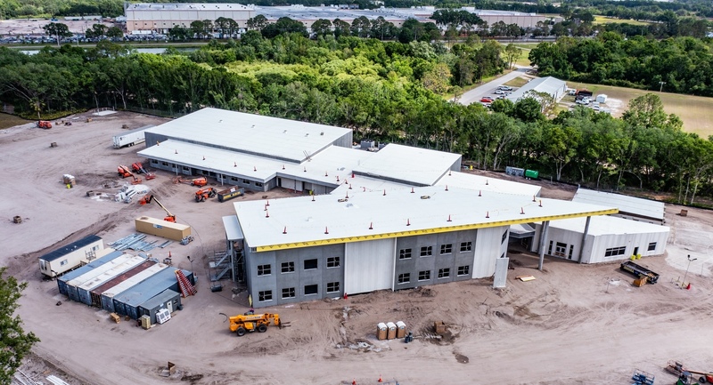 Aerial view of construction taking place at new technical college in Plant City