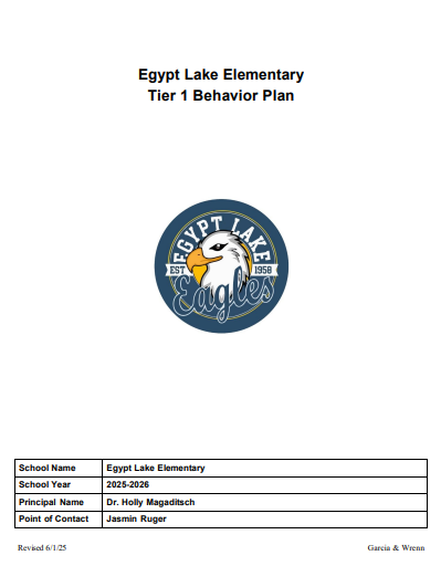 Egypt Lake Elementary Tier 1 Behavior Plan