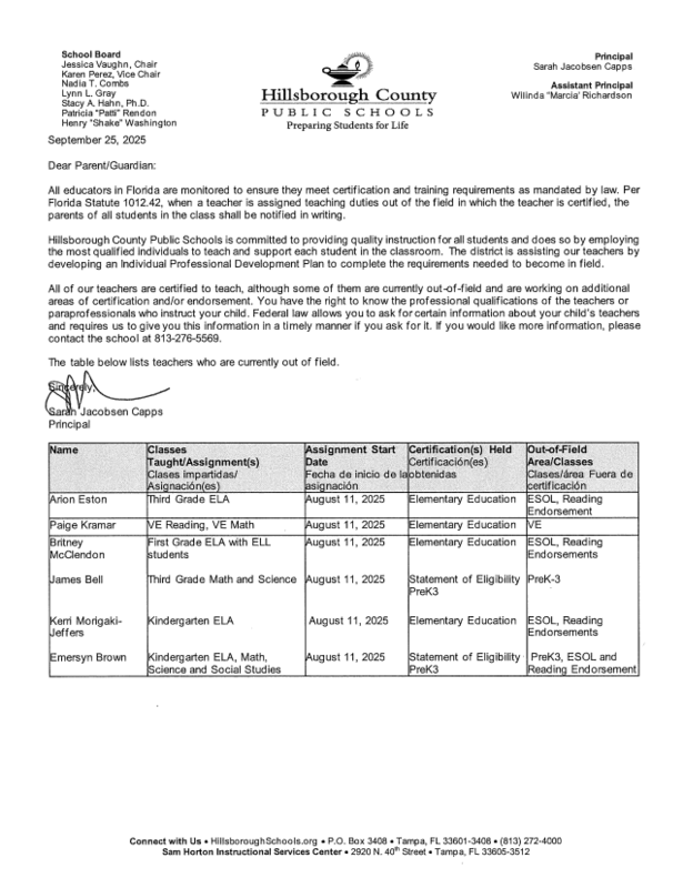 English Out of Field