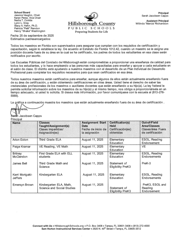 Spanish Out of Field