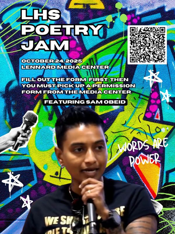 Use the link or QR code to apply for the Lennard Poetry Jam!