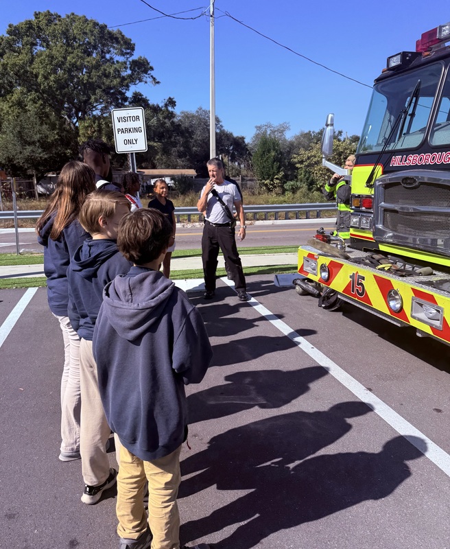 Hillsborough County Fire and Rescue and  Dowdell Middle School Students