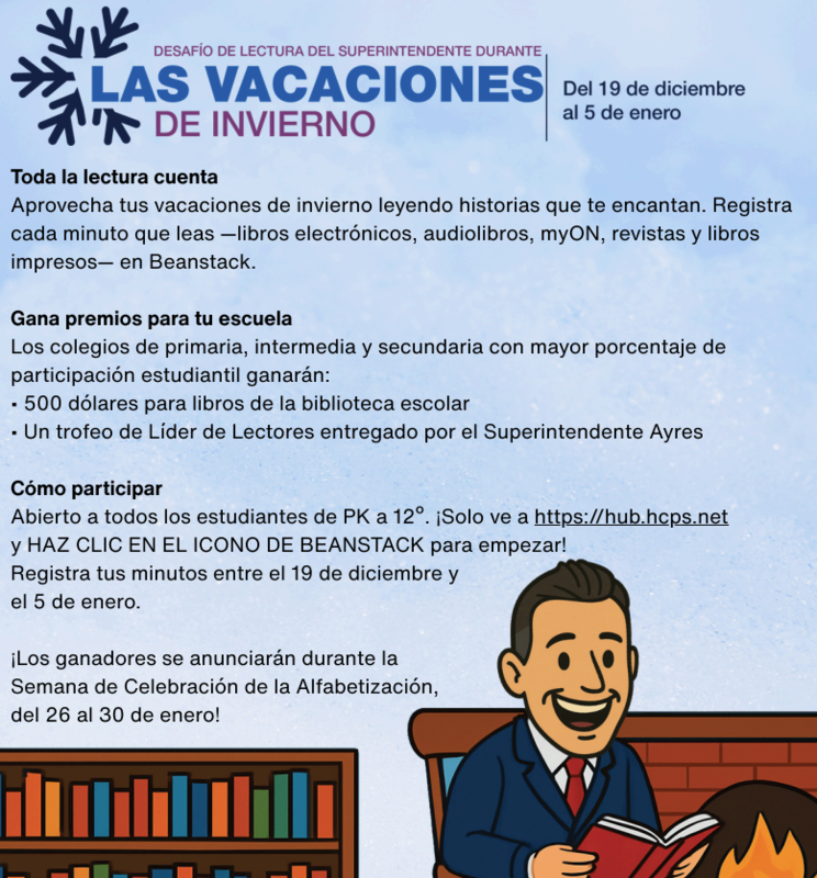 Winter Break Reading Challenge Spanish