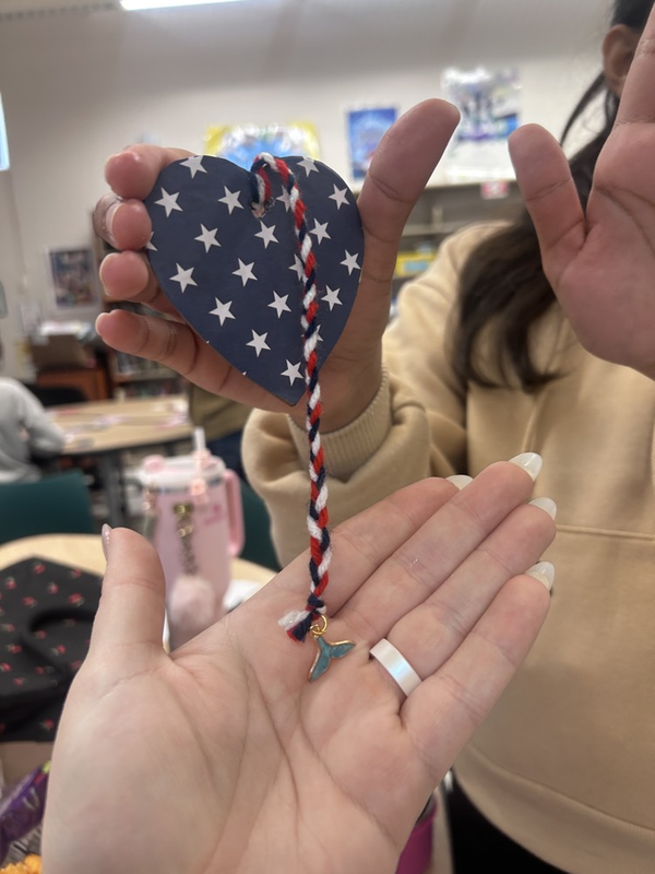 student showcasing her “freedom” bookmark