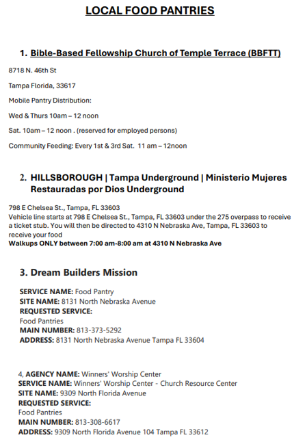 Food Pantry Resources