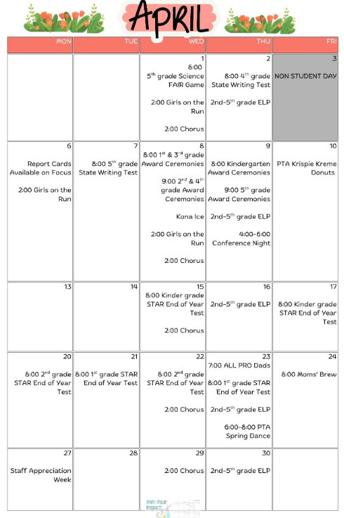 April calendar
