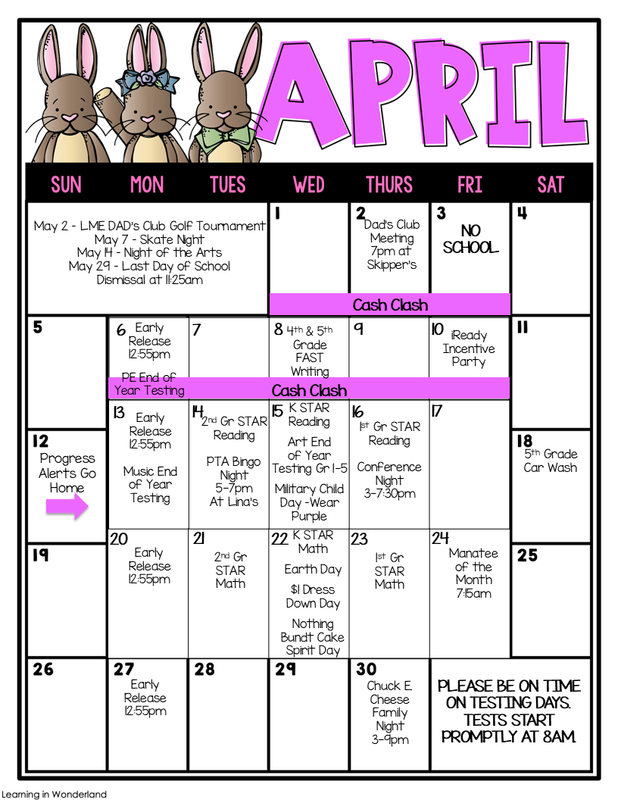 April Calendar English