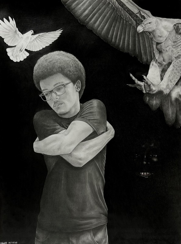 Robert Bowers, a 10th‑grade student at Durant High School, earned the American Visions Award (Best in Show) for his piece Love