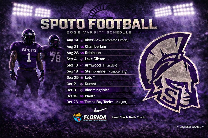 2026 Spoto Varsity Football Schedule