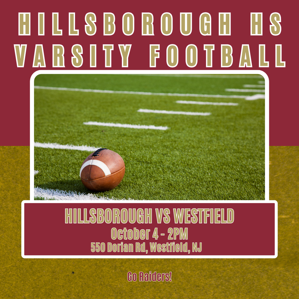 Attention Raiders! Tomorrow's football game is at 2pm at Gary Kehler Football Stadium -751 Rahway Ave, Westfield. Come cheer on your varsity team! Go Raiders!