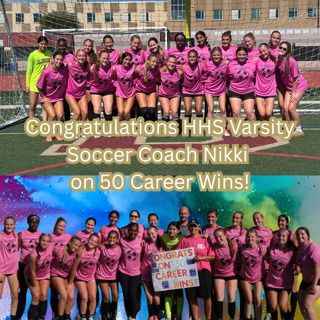 Congratulations Coach Nikki on 50 Career Wins with HHS Girls Varsity Soccer! Coach Nikki reached this achievement during the team's Pink Out game in early October.
