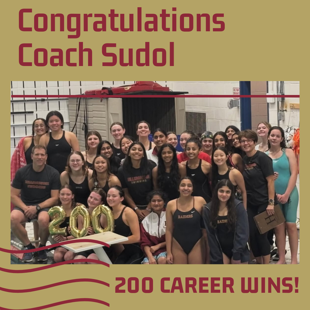 Congratulations to Coach Sudol on his 200th career win as the girls head swim coach. Coach Sudol HHS is lucky to have you, thank you for all you do for the team and the HHS community! Amazing job!
