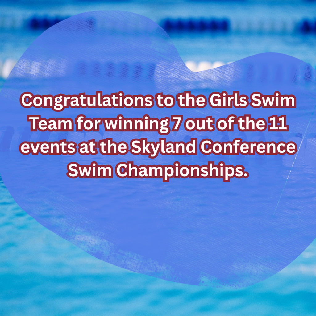 Congratulations to the Girls Swim Team for winning 7 out of the 11 events at the Skyland Conference Swim Championships.  The following swimmers were crowned Skyland Conference Champions in their individual events:   Emily Sudol won the 200 freestyle & the 100 butterfly.  Dylan Briones won the 200 individual medley & the 100 backstroke.  Olivia Kay won the 100 freestyle.  The girls also won the 200 Yard Freestyle Relay, which included: Emily Sudol, Megan Wishnow, Tammy Leng & Olivia Kay.  And the girls won the 400 Yard Freestyle Relay, which included: Emily Sudol, Marielle Colipano, Olivia Kay & Dylan Briones.  The Girls Swim Team is currently ranked #2 in the state top 20. Amazing job! Go Raiders!