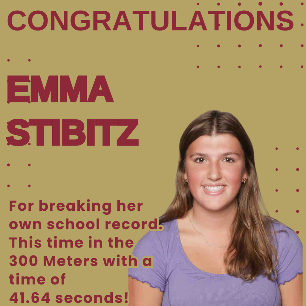 Congratulations to HHS student Emma Stibitz for breaking her own school record in the 300 meters with a time of 41.64  at Lawrenceville Prep. Amazing job!