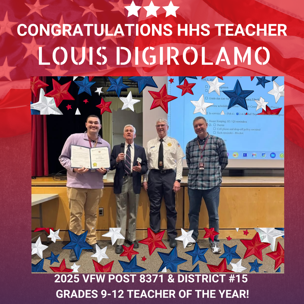 Congratulations to Louis DiGirolamo - Social Studies Teacher in Hillsborough NJ High School- for winning the 2025 VFW Post 8371 & District #15 Grades 9–12 Teacher of the Year! In attendance from left to right, Louis DiGirolamo, Joe Ortu, Mike Schraufnagel, and Michael Wilson (Louis's colleague, former teacher, and award nominator). This prestigious recognition,  celebrates educators who go above and beyond in fostering patriotism and a deep understanding of American history. Amazing job!