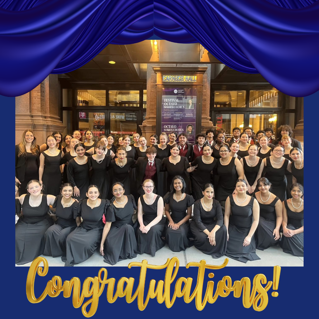 Congratulations to our singers in Treble Chorale, Mixed Chorale and Legacy Choir for being one of five schools nationwide invited to a three-day rehearsal intensive in New York City with esteemed conductor, Dr. John Wilson. The weekend capped off with a performance at the sold out legendary Carnegie Hall. Amazing job! Go Raiders!