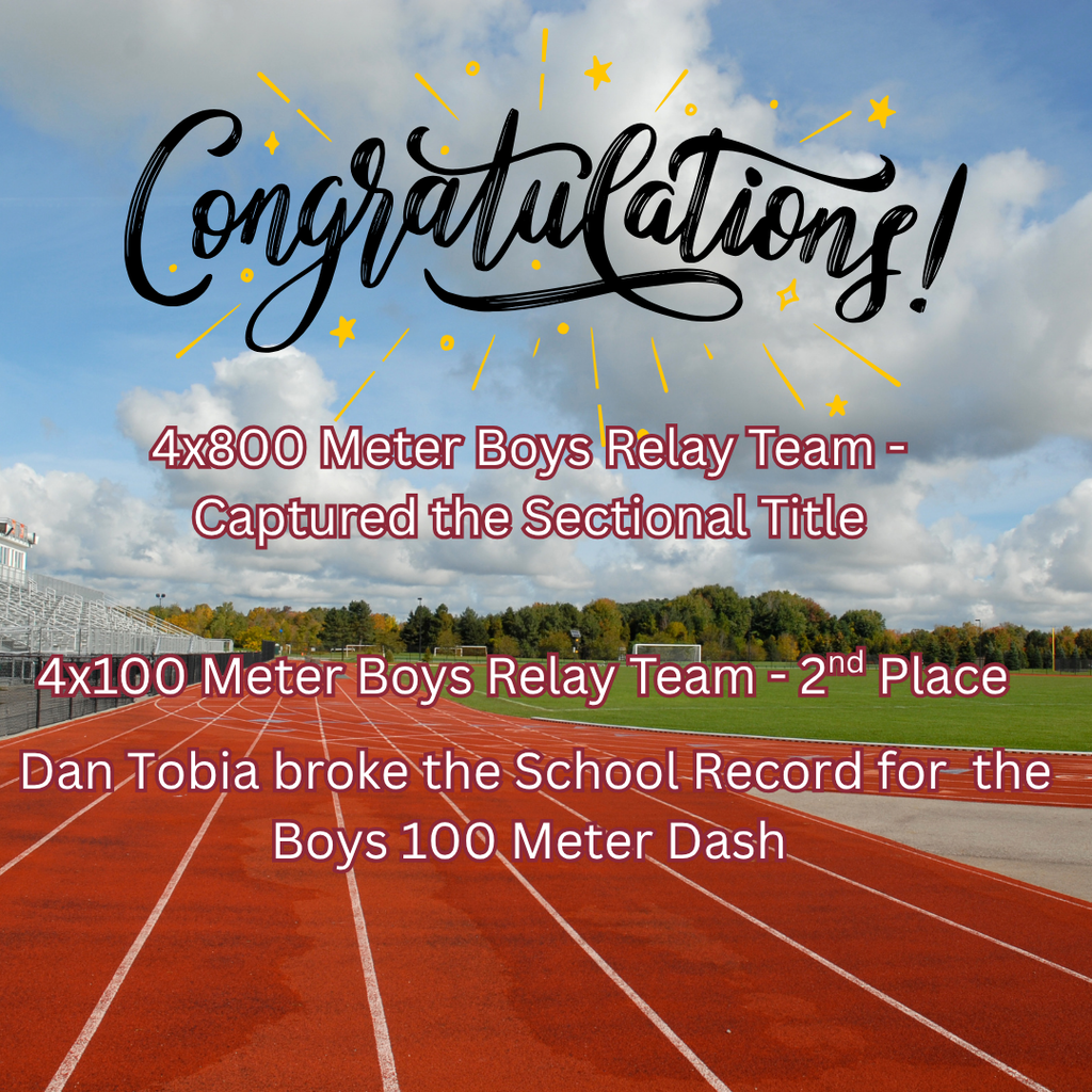 Congratulations to the Boys Track & Field team on an outstanding performance at the sectional championships! A special congratulations to the 4x800-meter relay team of Chase Crawford, Connor Advani, John Marticek, and Luke Sudol for capturing the sectional title. Congratulations also to the Boys 4x100-meter relay team for earning 2nd place and qualifying for the Group 4 Championships at Franklin. Both relay teams will now advance to compete at the Group 4 meet.  In addition, congratulations to Daniel Tobia for making school history by breaking the Boys 100-meter dash school record — a record that had stood for an incredible 26 years. Great job, boys, and best of luck as the season continues! Go Raiders!