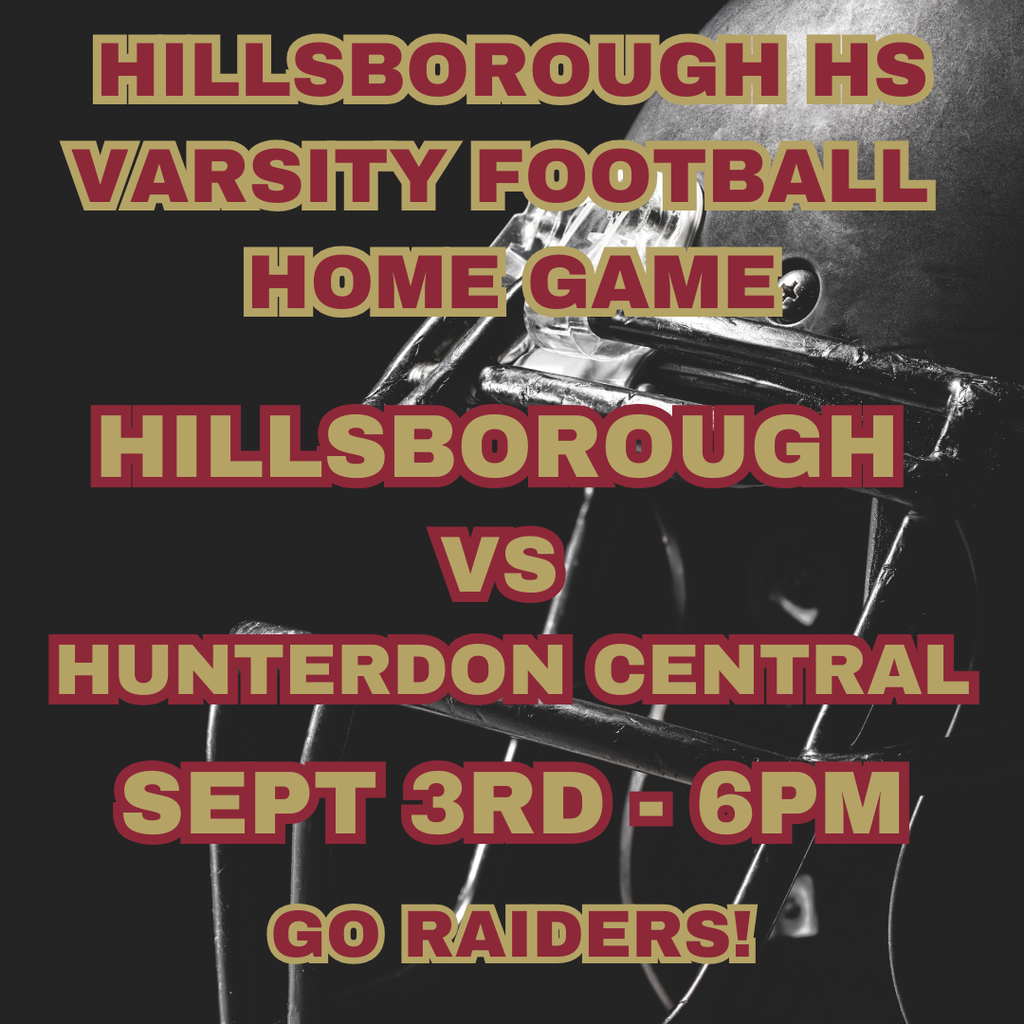 Attention Raiders! Thursday's Home Varsity Football Game is at 6pm vs Hunterdon Central. Come out and cheer! Go Raiders!