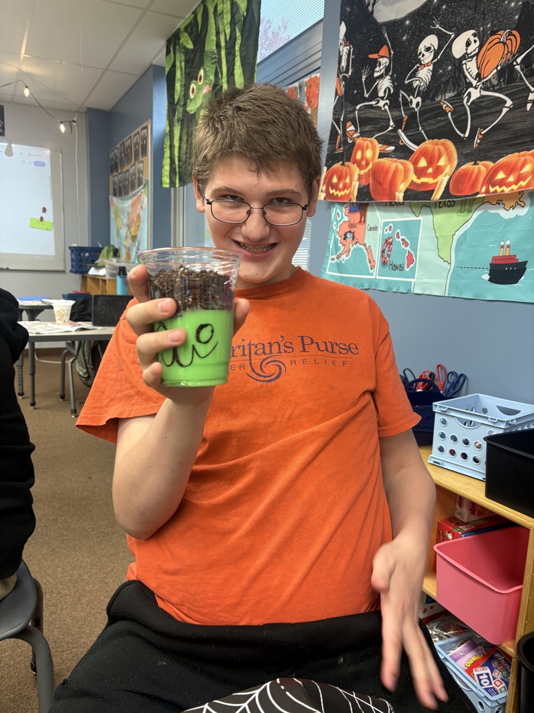 Student and Halloween Treat