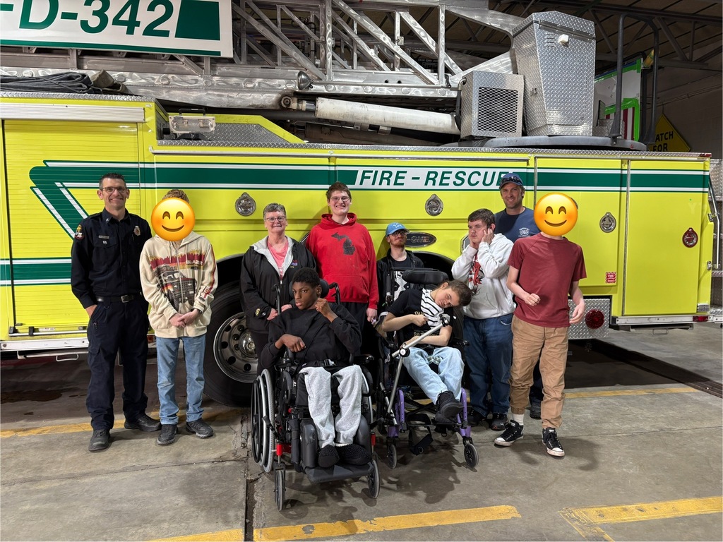 Students visiting fire department.