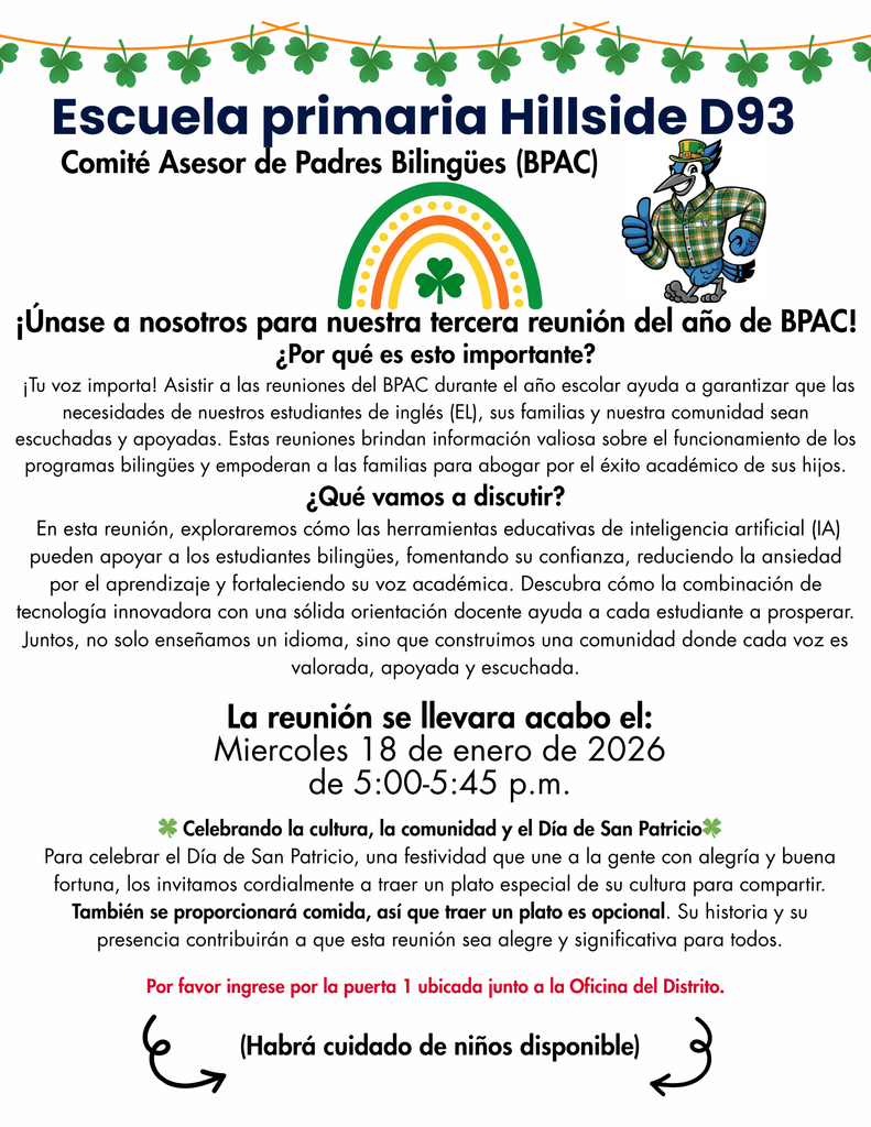 Únase a nosotros el miércoles 18 de marzo para nuestra reunión de BPAC.
