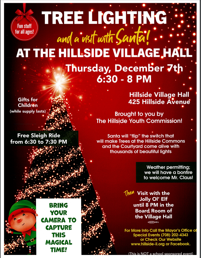 Village of Hillside Tree Lighting December 7 