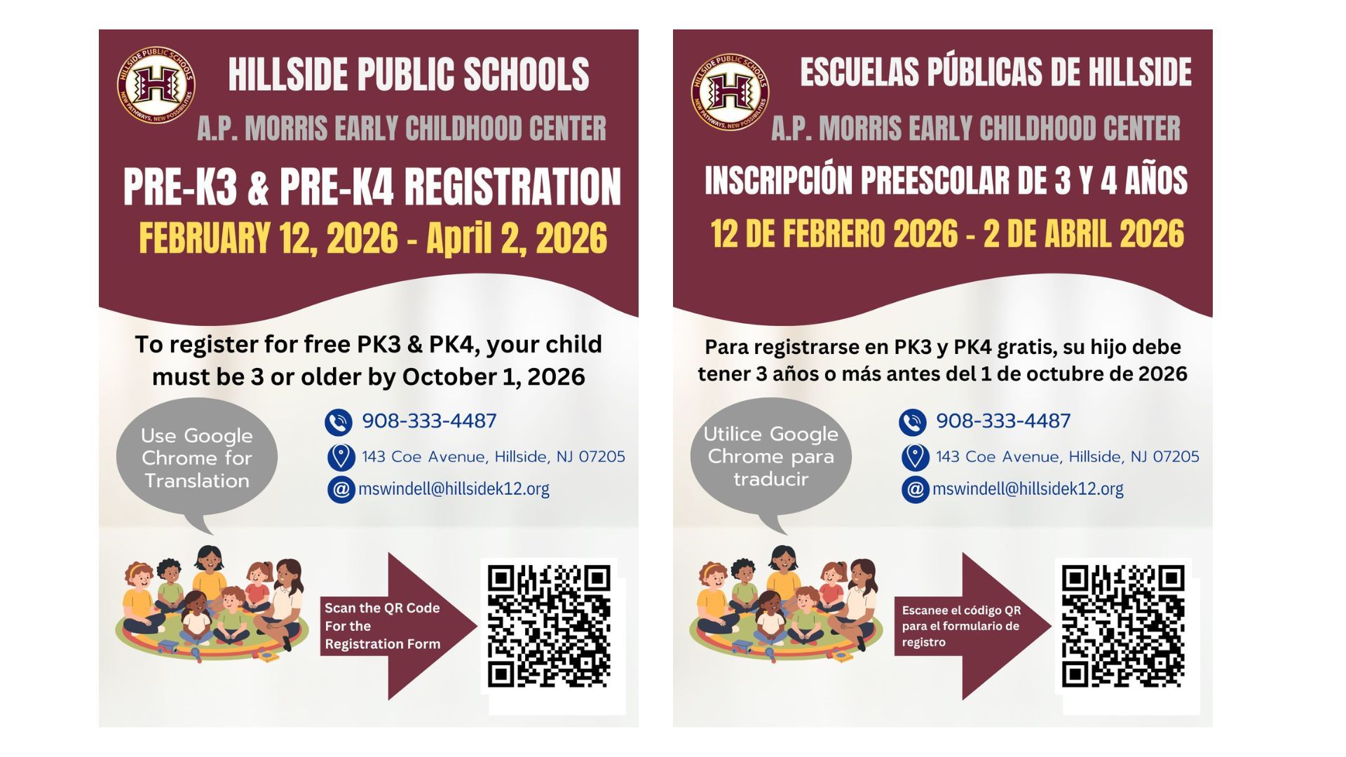 Pre-K3 and Pre-K4 Registration for the 2026-2027 School Year