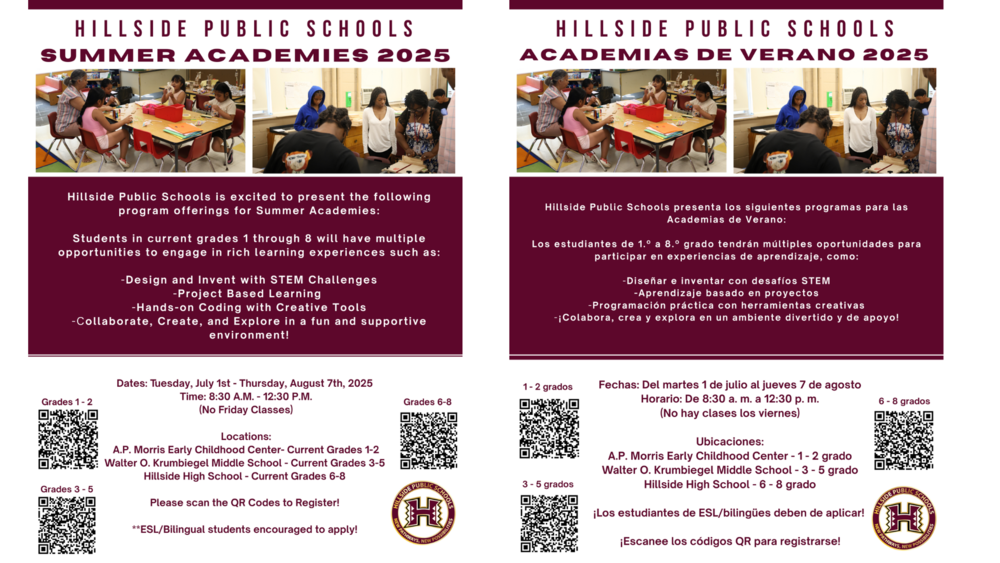 Summer Academies 2025 - Hillside Public Schools