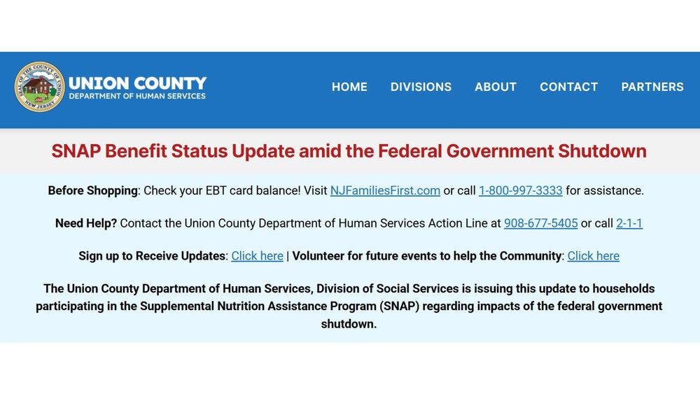 SNAP Benefits Update from the Union County Department of Human Services
