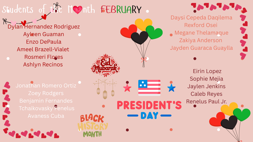 list of students name for student of the month 