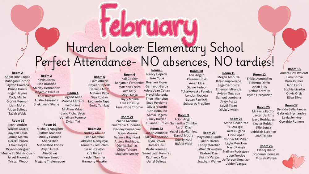 list of students name for perfect attendance 