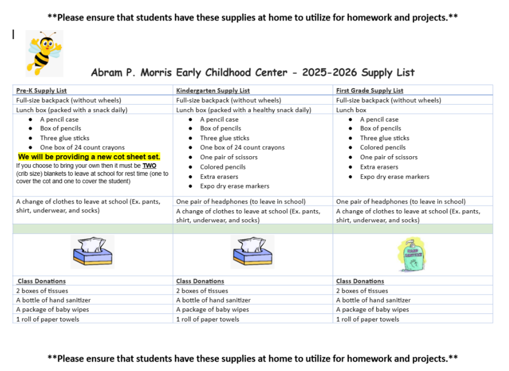 2025-2026 Supply List and Uniform