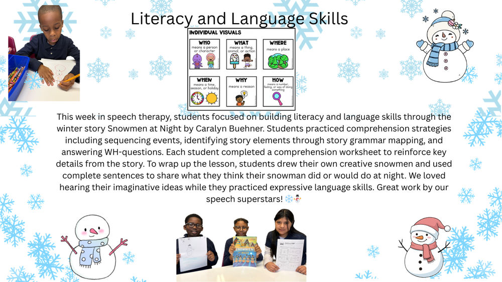 students drawing snowmen