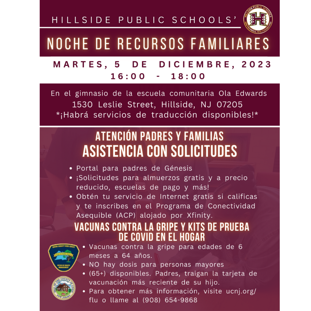 Family Resource Night Flyer Spanish - 12 5 2023