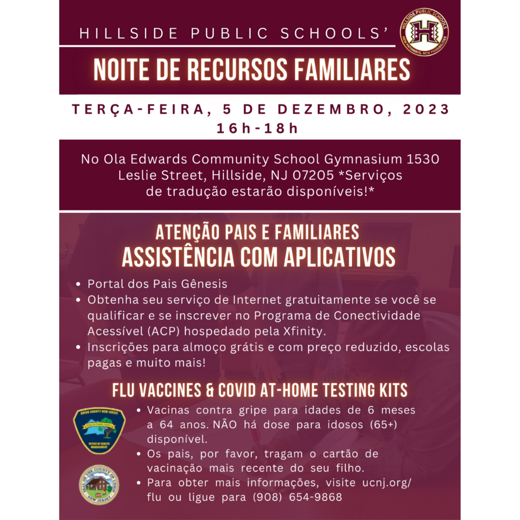 Family Resource Night Flyer Portuguese - 12 5 2023