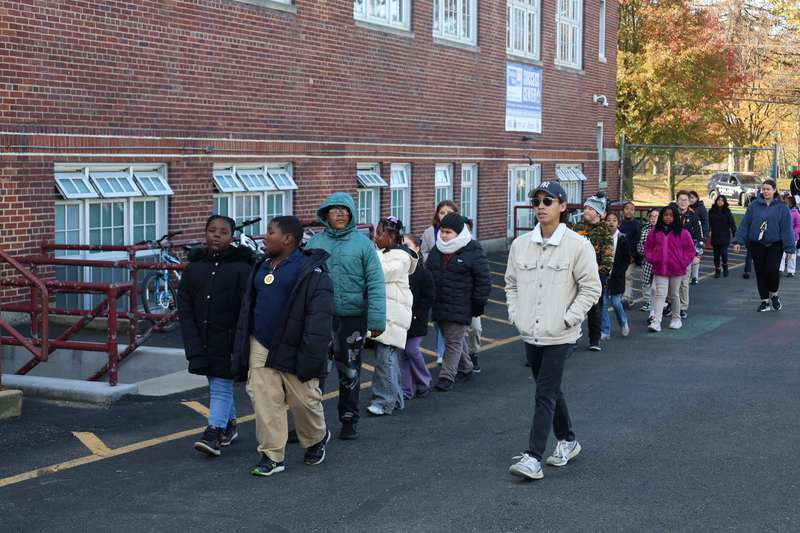 students walking